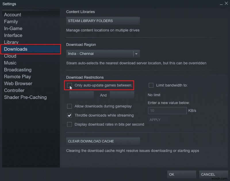 Cách thực hiện cập nhật tự động bằng Steam Disable 