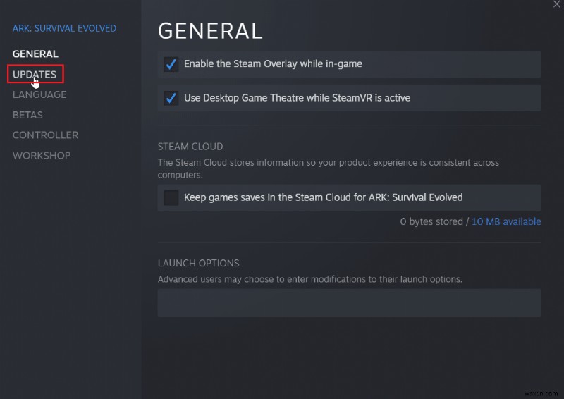 Cách thực hiện cập nhật tự động bằng Steam Disable 