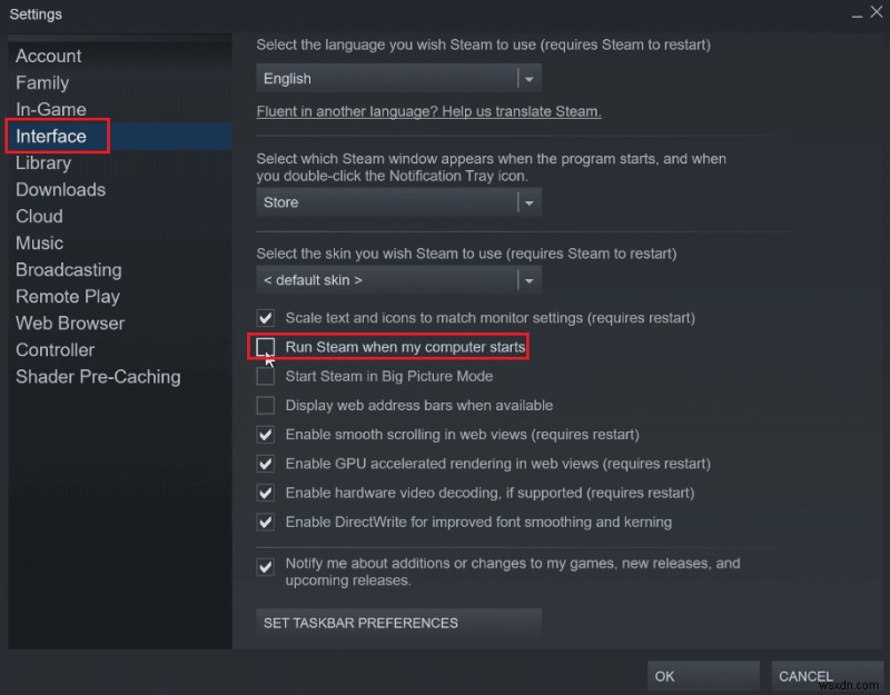 Cách thực hiện cập nhật tự động bằng Steam Disable 