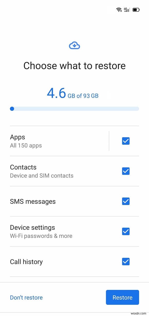 Khôi phục ứng dụng và cài đặt sang điện thoại Android mới từ Google Backup