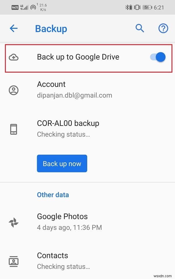 Khôi phục ứng dụng và cài đặt sang điện thoại Android mới từ Google Backup