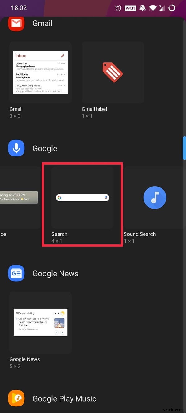 Cách lấy lại thanh tìm kiếm của Google trên Màn hình chính Android