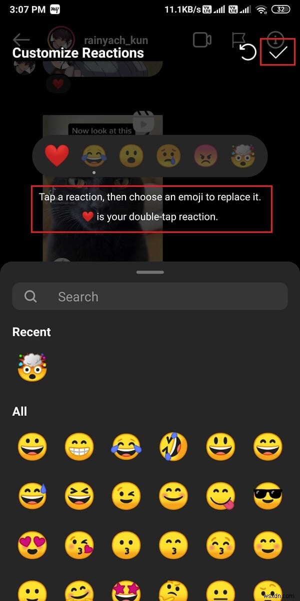 Cách phản ứng với tin nhắn Instagram bằng biểu tượng cảm xúc tùy chỉnh