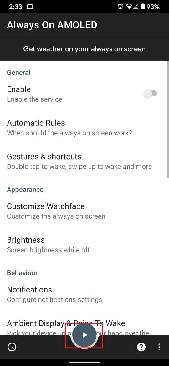 Cách bật Luôn hiển thị trên Android