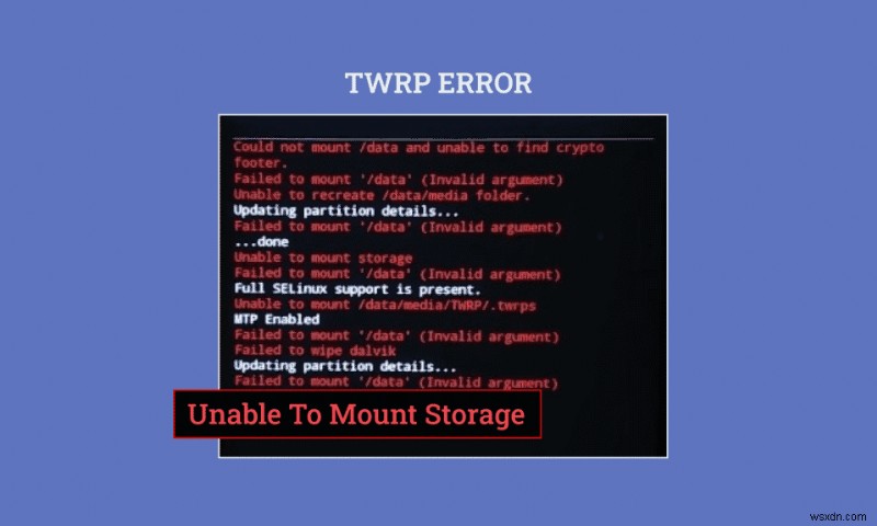 Sửa lỗi Không thể gắn TWRP Bộ nhớ trên Android 