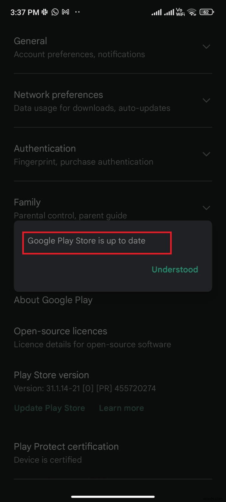 Sửa lỗi Cửa hàng Google Play Kiểm tra bản cập nhật