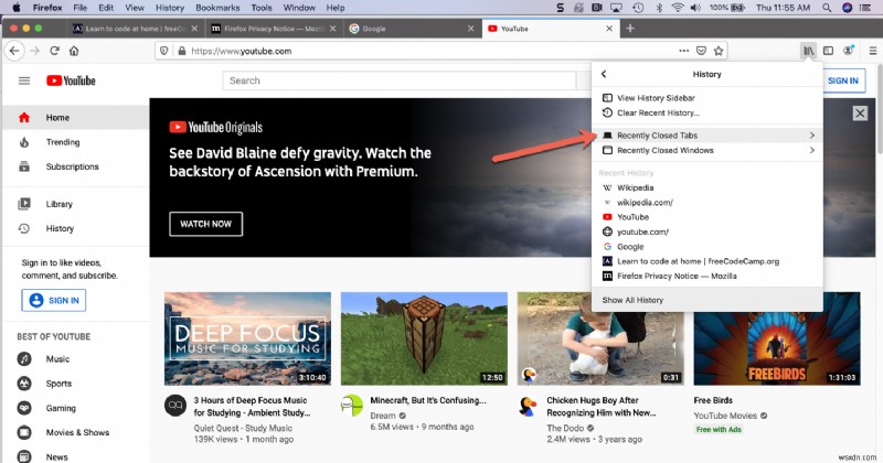 Tab hôm qua - Cách mở lại các tab đã đóng trong Chrome, Safari và Firefox 