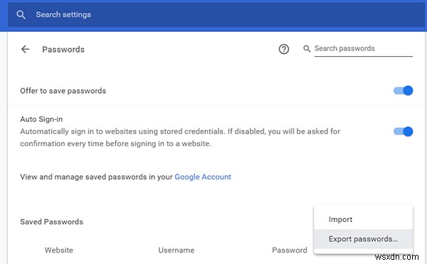 Cách quản lý, xem, xuất hoặc xóa mật khẩu đã lưu của Google trên Windows 10