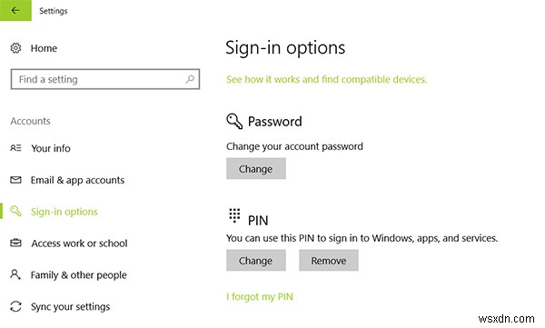 Cách thêm, thay đổi, xóa hoặc đặt tùy chọn đăng nhập trên Windows 10