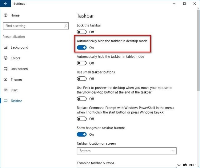 Cách tự động ẩn thanh tác vụ trong Windows 10