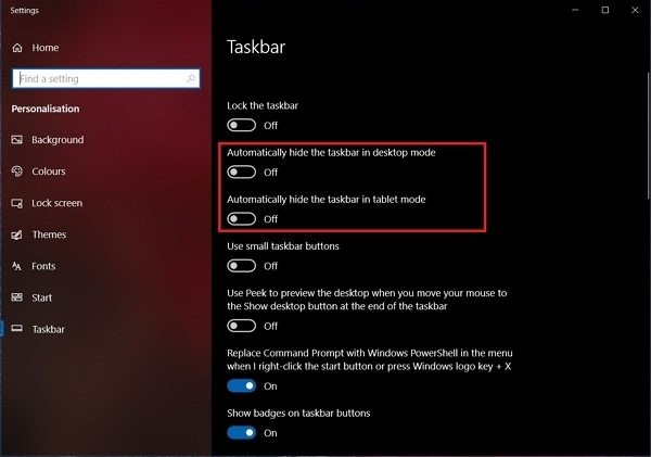 Cách tự động ẩn thanh tác vụ trong Windows 10