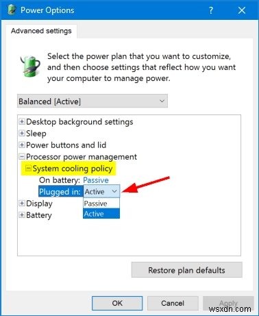 Cách kích hoạt hoặc hủy kích hoạt Chính sách làm mát hệ thống trong Windows 10
