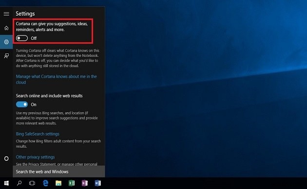 Cách bật và tắt Cortana trong Windows 10
