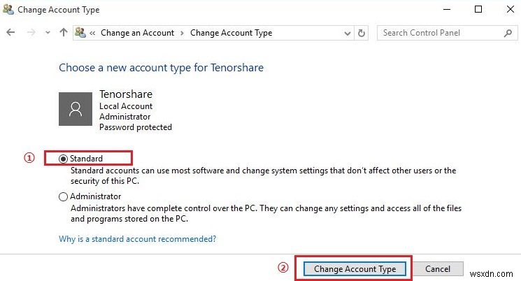 2 Cách thay đổi loại tài khoản của người dùng trong Windows 10