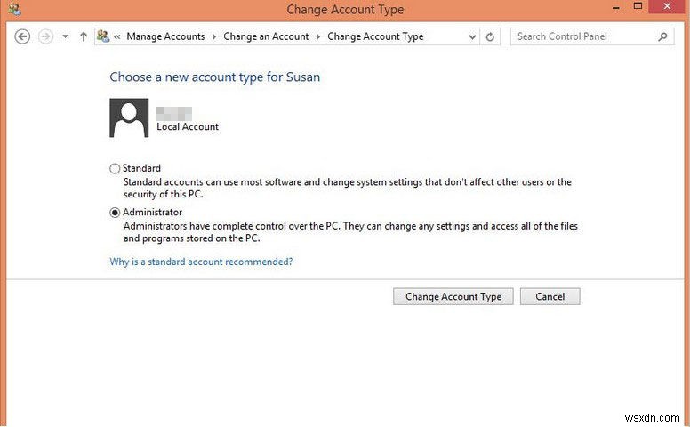 Cách thay đổi loại tài khoản người dùng trong Windows 8.1 và 8