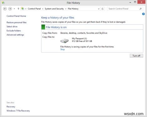 Hướng dẫn dễ dàng:Cách sử dụng Lịch sử tệp để sao lưu và khôi phục trong Windows 8.1 / 8