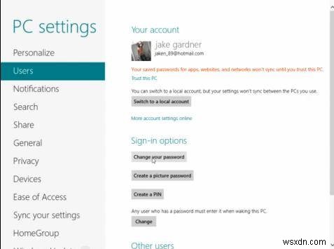 Cách thay đổi mật khẩu đăng nhập của bạn trong Windows 8