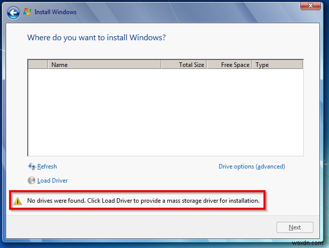 Nguyên nhân và giải pháp cho việc cài đặt Windows 7 không nhận ra ổ cứng