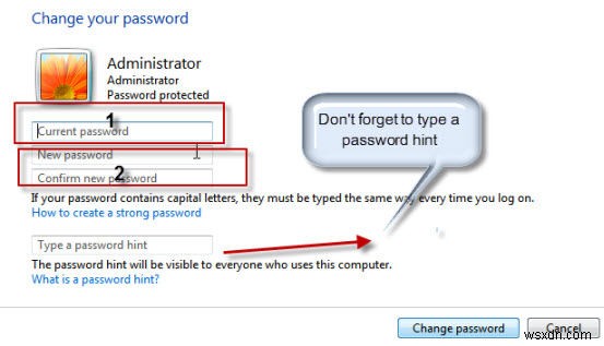 Cách thay đổi mật khẩu windows 7