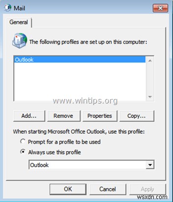 Cách tạo cấu hình Outlook mới và nhập dữ liệu Outlook (* .PST)
