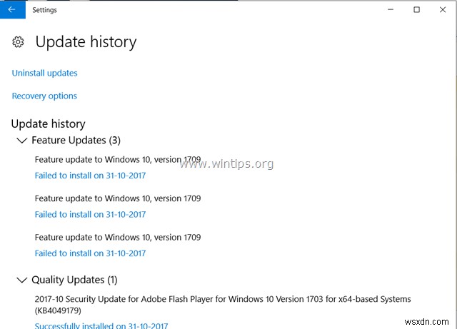 Khắc phục:Windows 10 Update 1709 không cài đặt được (Solved)