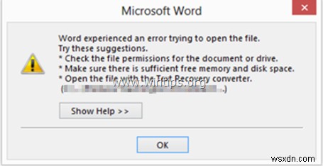 Đã giải quyết:Word gặp lỗi khi cố mở tệp trong Outlook 2013/2016