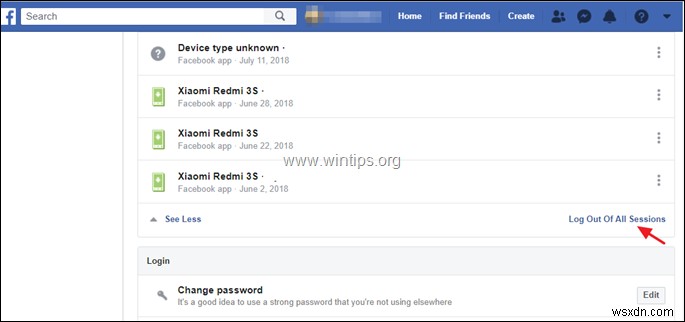 Cách đăng xuất thiết bị Facebook từ PC khác.