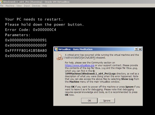 Khắc phục:Lỗi VirtualBox 0x000000C4 (SOLVED)