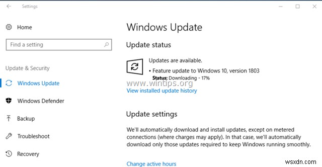 Khắc phục:Windows 10 Update 1803 không cài đặt được (Solved)