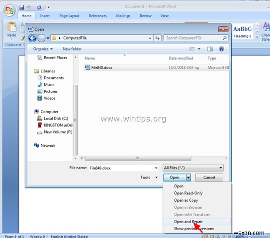 Khắc phục:Tệp Word bị hỏng và không thể mở được (Khôi phục tệp Word bị hỏng) 