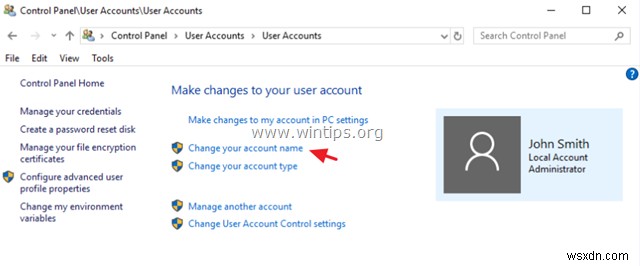 Cách đổi tên tài khoản người dùng trong Windows 10/8/7