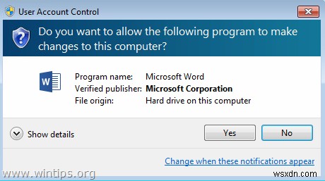 Khắc phục:Bạn có muốn cho phép chương trình sau thực hiện các thay đổi đối với máy tính này không? trong Word 2013 hoặc Excel 2013 (Đã giải quyết)