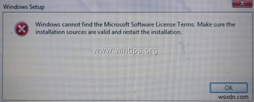 Khắc phục:Windows không thể tìm điều khoản cấp phép phần mềm của Microsoft