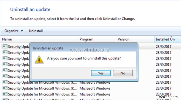 Cách gỡ cài đặt bản cập nhật trong hệ điều hành Windows 10/8/7.