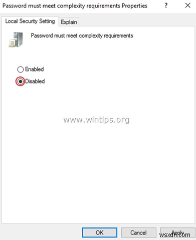 Cách tắt yêu cầu về độ phức tạp của mật khẩu trên máy chủ 2016.