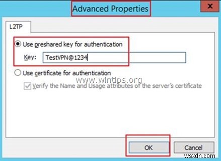 Cách thiết lập L2TP VPN Server 2016 với Khóa chia sẻ trước tùy chỉnh để xác thực.