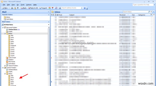 Cách sao chép cấu trúc thư mục Outlook (chỉ) sang tệp dữ liệu Outlook mới. 