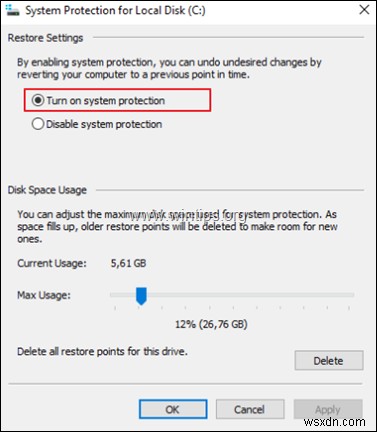 Khắc phục:Không có phiên bản trước nhưng Bảo vệ hệ thống được bật trong Windows 10. (Đã giải quyết) 
