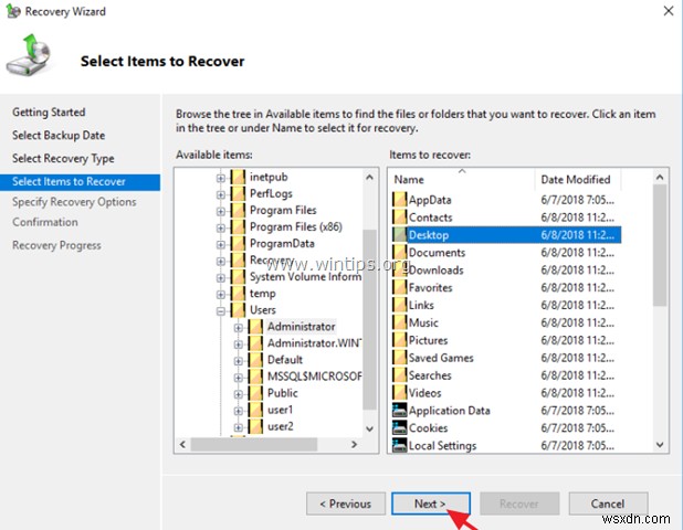 Cách khôi phục tệp từ Windows Server Backup trong Server 2016/2012 / 2012R2.