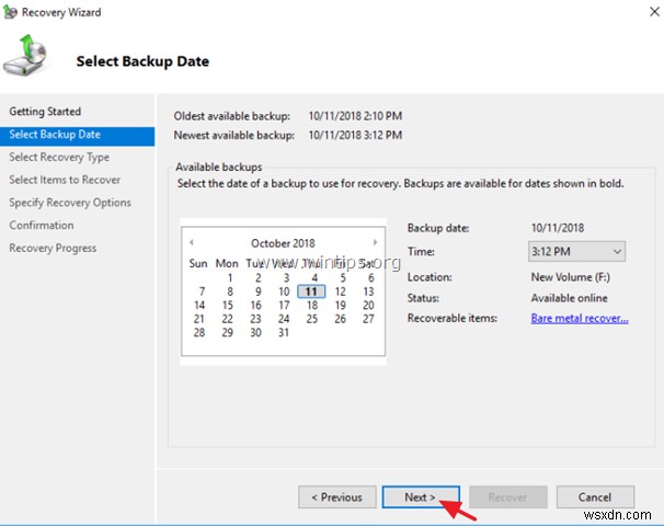 Cách khôi phục tệp từ Windows Server Backup trong Server 2016/2012 / 2012R2.