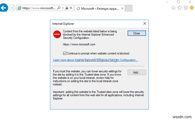 Cách tắt cấu hình bảo mật nâng cao của Internet Explorer trong máy chủ 2016