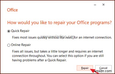 Khắc phục:Ứng dụng không thể khởi động chính xác (0xc0000142) trong Office 2019/2016.