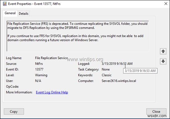 Khắc phục:Dịch vụ nhân bản tệp (FRS) không được chấp nhận sau khi Di chuyển sang Active Directory 2012 hoặc 2016 (Đã giải quyết)