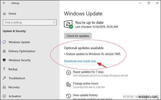 Cách tải xuống và cài đặt bản cập nhật tính năng Windows 10 1909.
