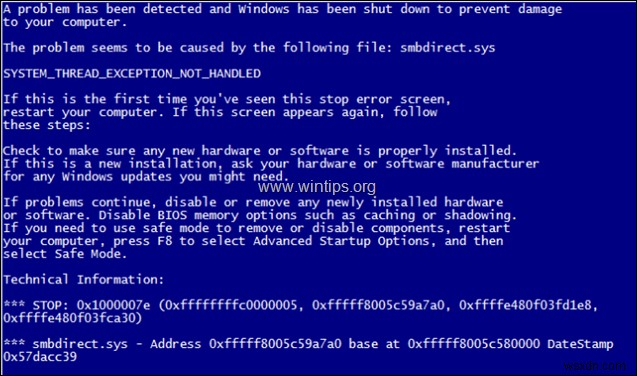 Khắc phục sự cố BSOD 0x1000007e:HỆ THỐNG NGOẠI LỆ KHÔNG ĐƯỢC XỬ LÝ gây ra bởi SMBDIRECT.SYS trên HP Proliant ML350 Gen 10 Server 2016 (Đã giải quyết) 