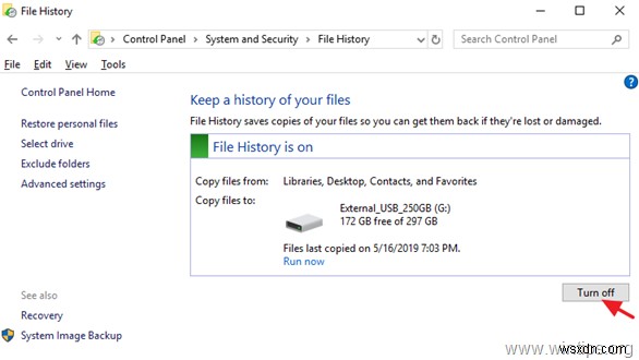 Cách tắt lịch sử tệp và đặt lại cài đặt lịch sử tệp trong Windows 10.