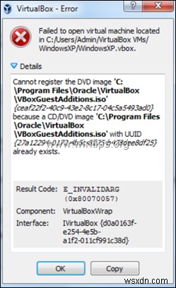 Khắc phục:VirtualBox Không thể đăng ký hình ảnh DVD (Đã giải quyết)