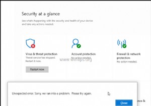 Khắc phục:Dịch vụ Đe dọa của Bộ bảo vệ Windows đã dừng. Khởi động lại ngay bây giờ (Đã giải quyết)