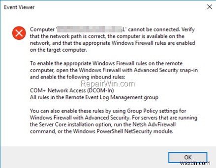 Khắc phục:Không thể kết nối máy tính. Bạn phải Bật truy cập mạng COM + trong Tường lửa của Windows.