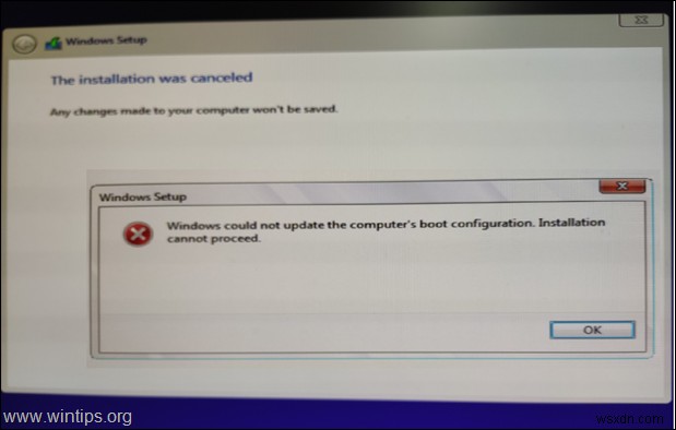 Khắc phục:Windows không thể cập nhật cấu hình khởi động máy tính. (Đã giải quyết)